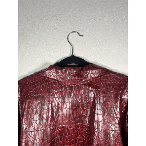 Faux Leather Crocodile Burgundy Jacket #36 - Picture 7 of 7